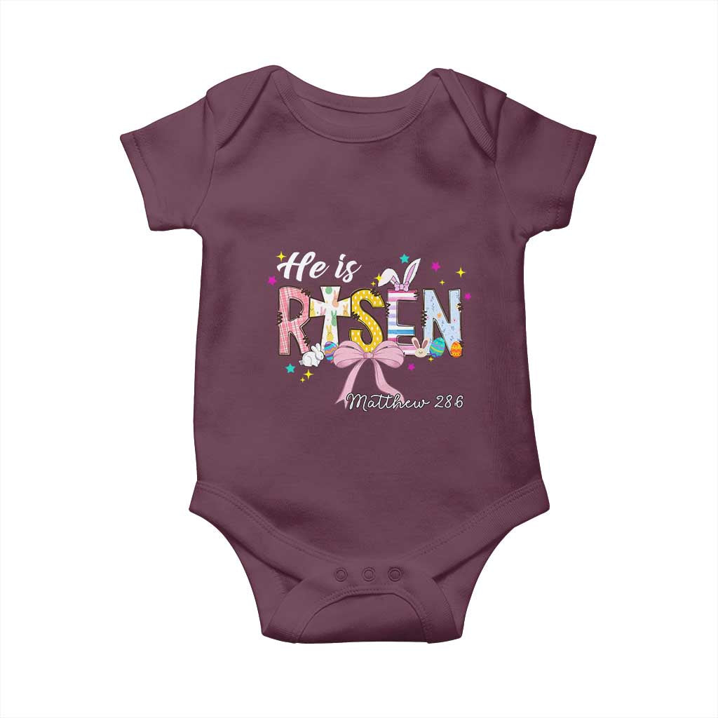 He Is Risen Baby Onesie Jesus Christian Happy Easter Coquette Cross