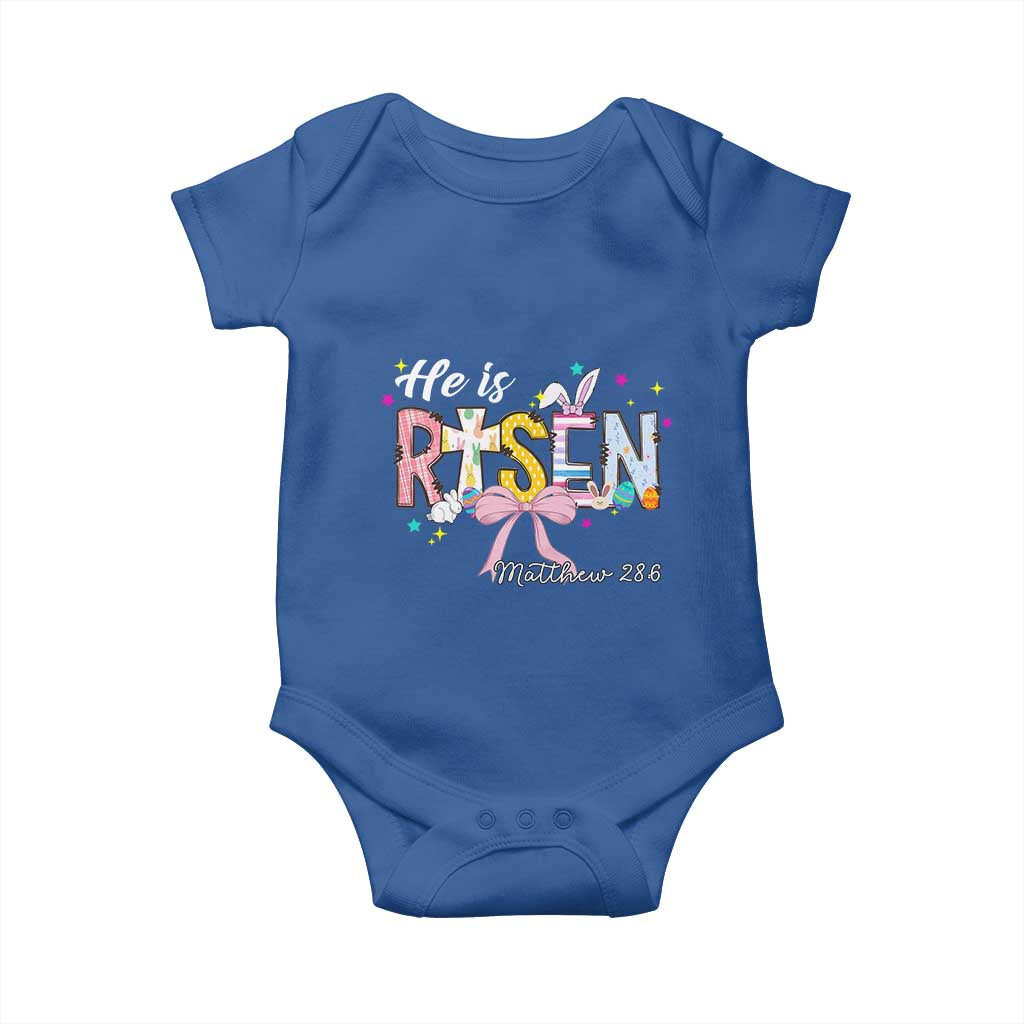 He Is Risen Baby Onesie Jesus Christian Happy Easter Coquette Cross
