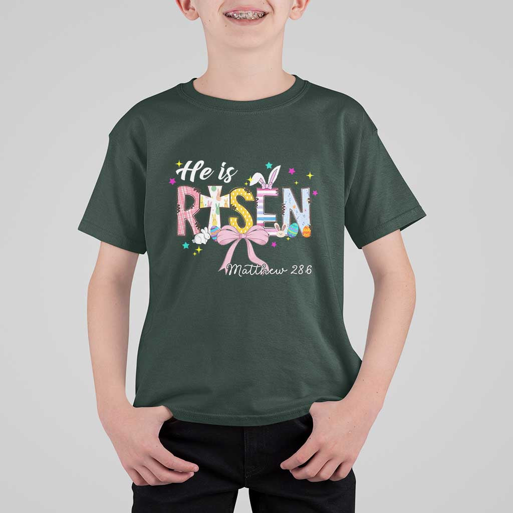 He Is Risen T Shirt For Kid Jesus Christian Happy Easter Coquette Cross