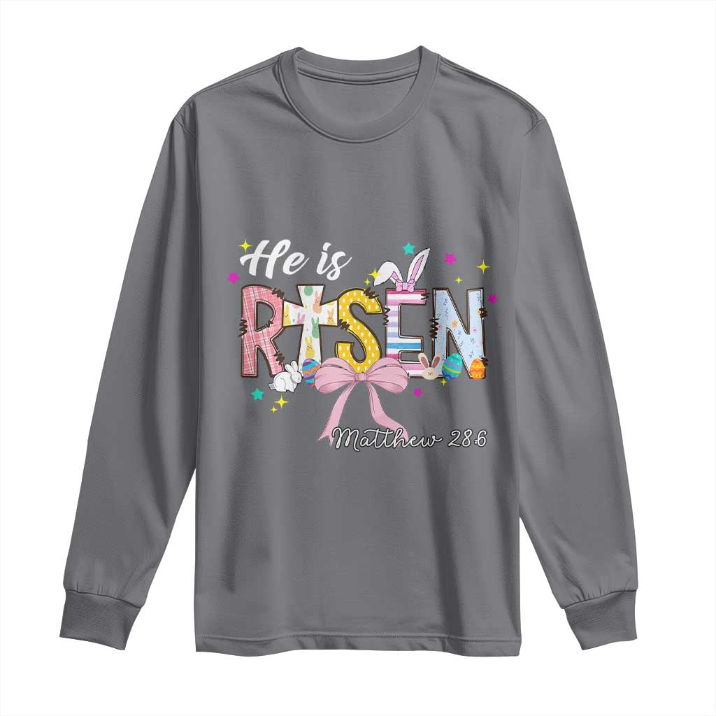 He Is Risen Long Sleeve Shirt Jesus Christian Happy Easter Coquette Cross