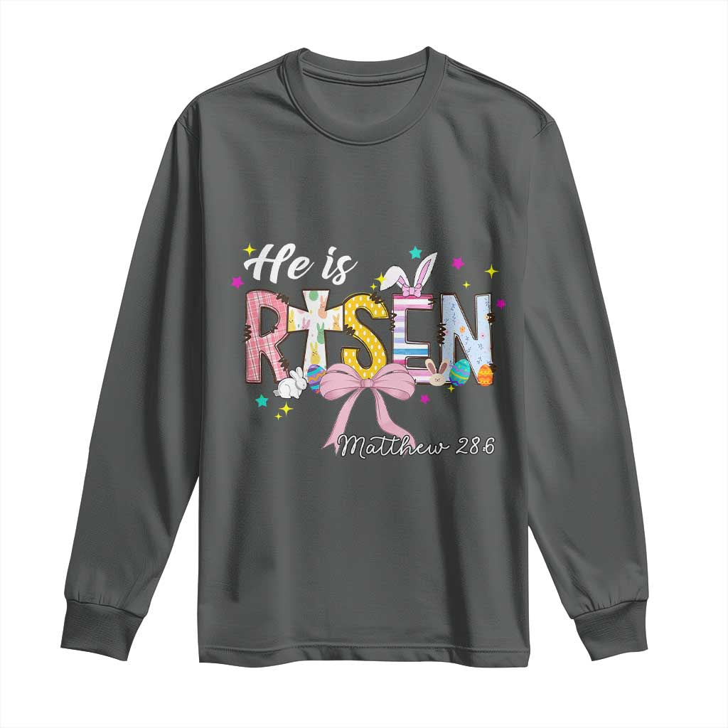 He Is Risen Long Sleeve Shirt Jesus Christian Happy Easter Coquette Cross