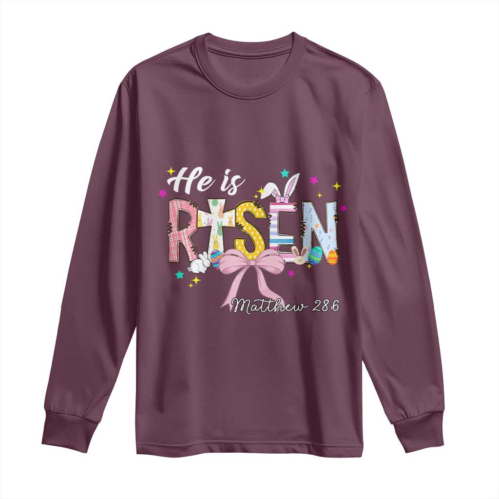 He Is Risen Long Sleeve Shirt Jesus Christian Happy Easter Coquette Cross