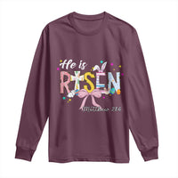 He Is Risen Long Sleeve Shirt Jesus Christian Happy Easter Coquette Cross