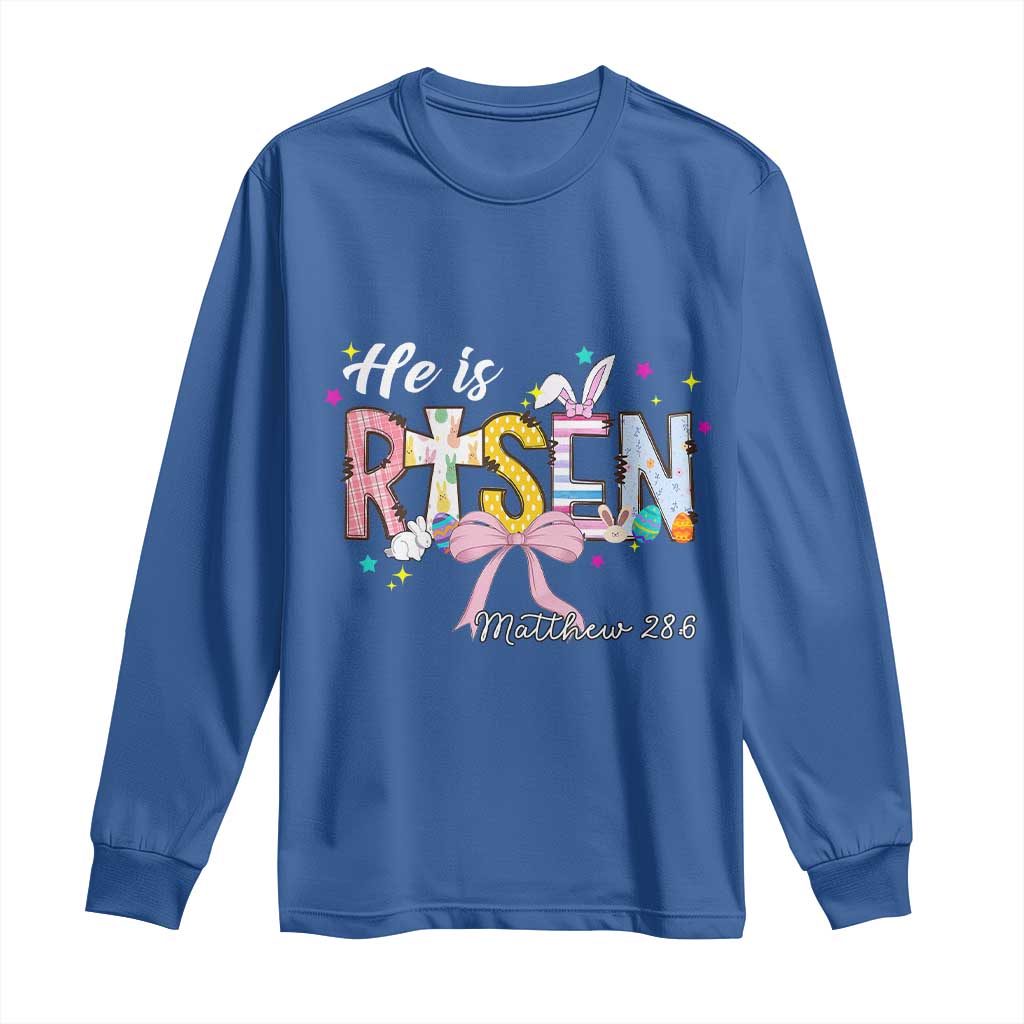 He Is Risen Long Sleeve Shirt Jesus Christian Happy Easter Coquette Cross