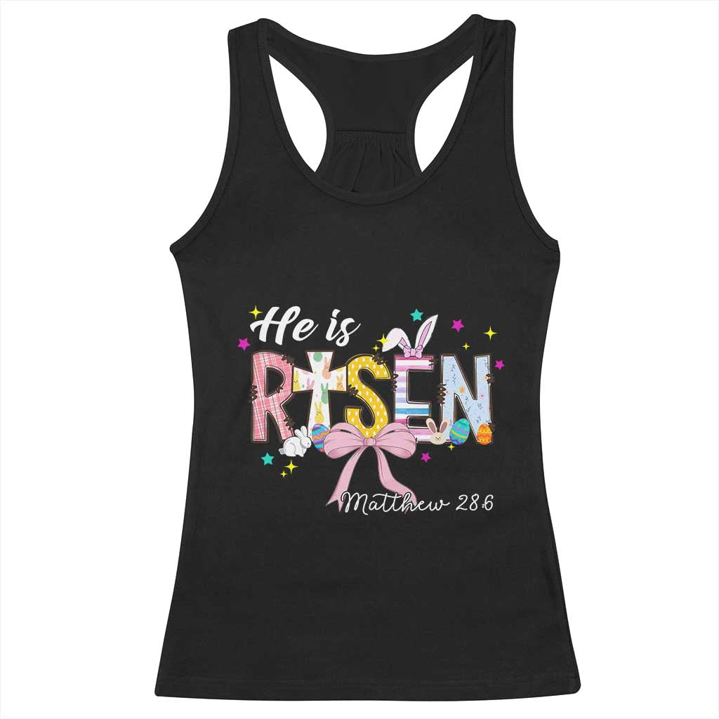 He Is Risen Racerback Tank Top Jesus Christian Happy Easter Coquette Cross