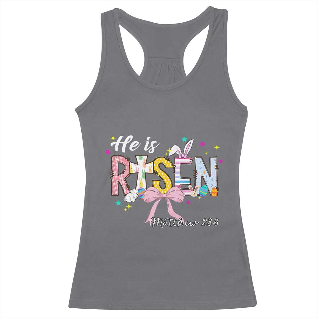 He Is Risen Racerback Tank Top Jesus Christian Happy Easter Coquette Cross