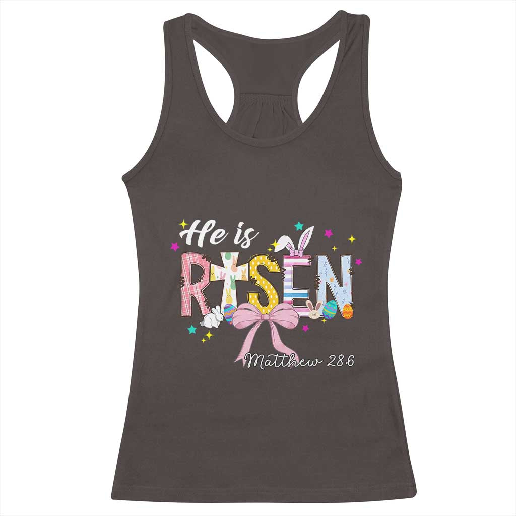 He Is Risen Racerback Tank Top Jesus Christian Happy Easter Coquette Cross