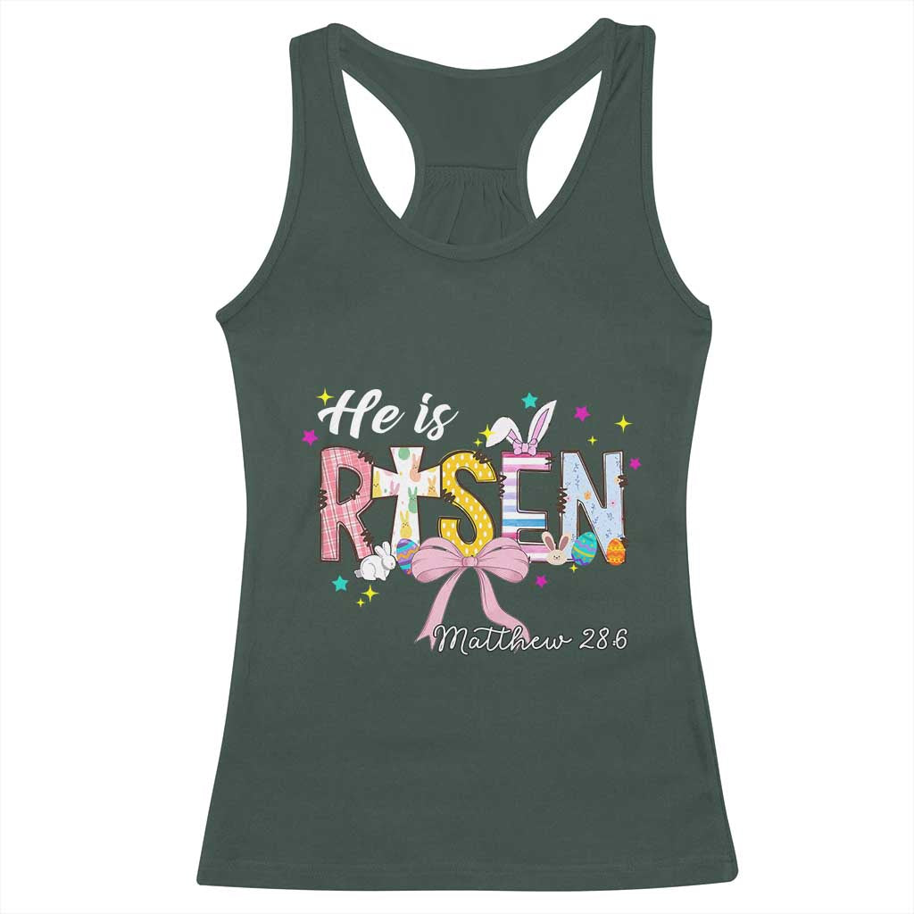 He Is Risen Racerback Tank Top Jesus Christian Happy Easter Coquette Cross