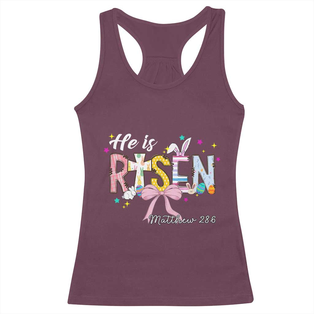 He Is Risen Racerback Tank Top Jesus Christian Happy Easter Coquette Cross