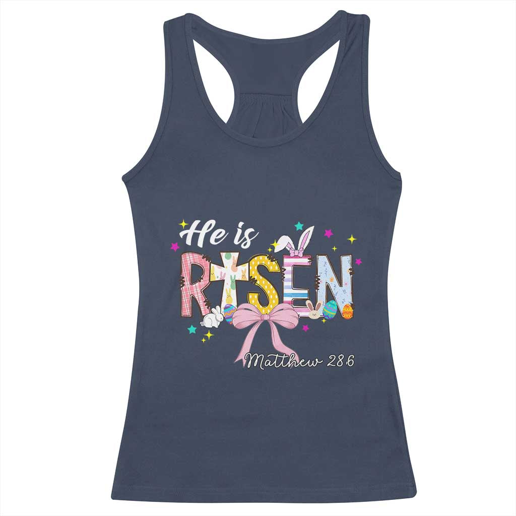 He Is Risen Racerback Tank Top Jesus Christian Happy Easter Coquette Cross
