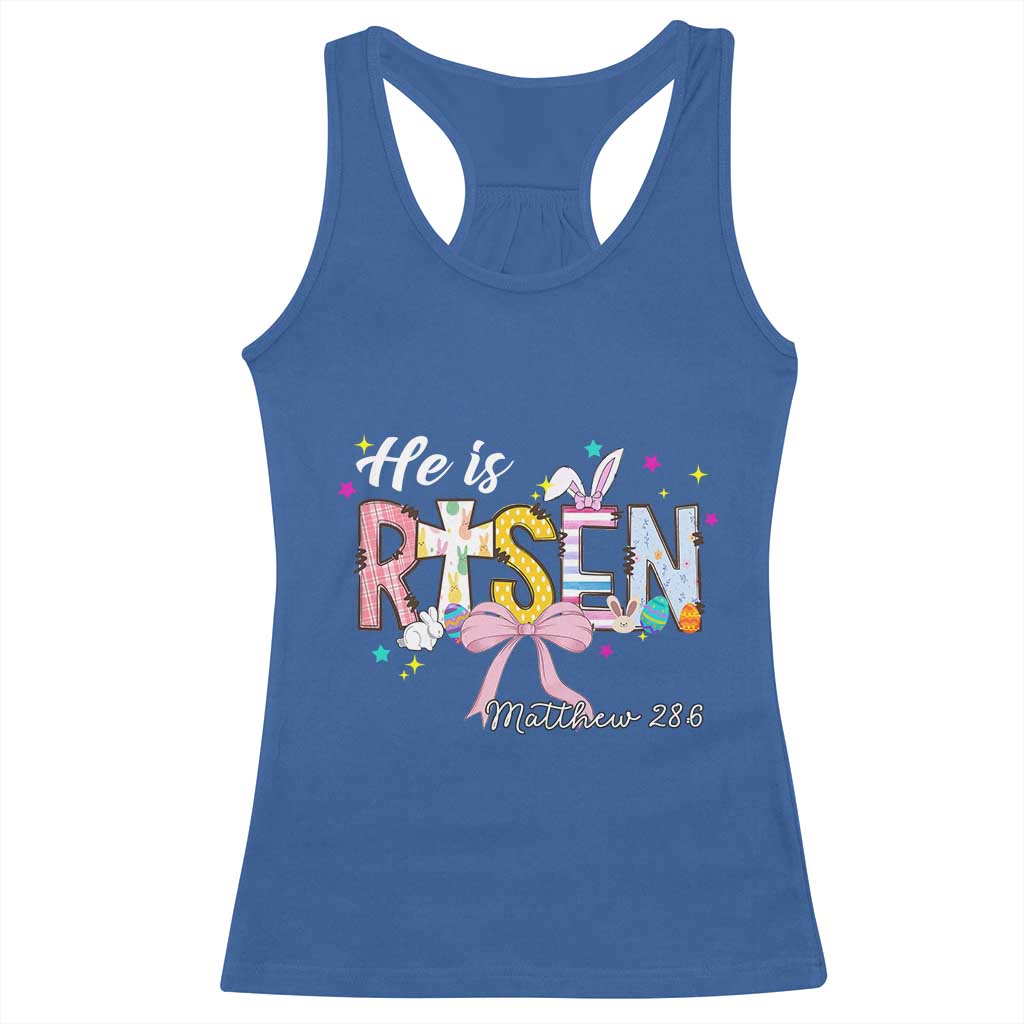 He Is Risen Racerback Tank Top Jesus Christian Happy Easter Coquette Cross