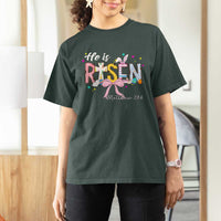 He Is Risen T Shirt For Women Jesus Christian Happy Easter Coquette Cross
