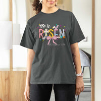 He Is Risen T Shirt For Women Jesus Christian Happy Easter Coquette Cross
