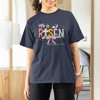 He Is Risen T Shirt For Women Jesus Christian Happy Easter Coquette Cross