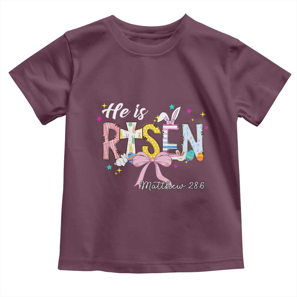 He Is Risen Toddler T Shirt Jesus Christian Happy Easter Coquette Cross