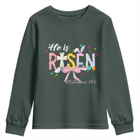 He Is Risen Youth Sweatshirt Jesus Christian Happy Easter Coquette Cross