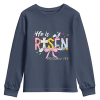 He Is Risen Youth Sweatshirt Jesus Christian Happy Easter Coquette Cross