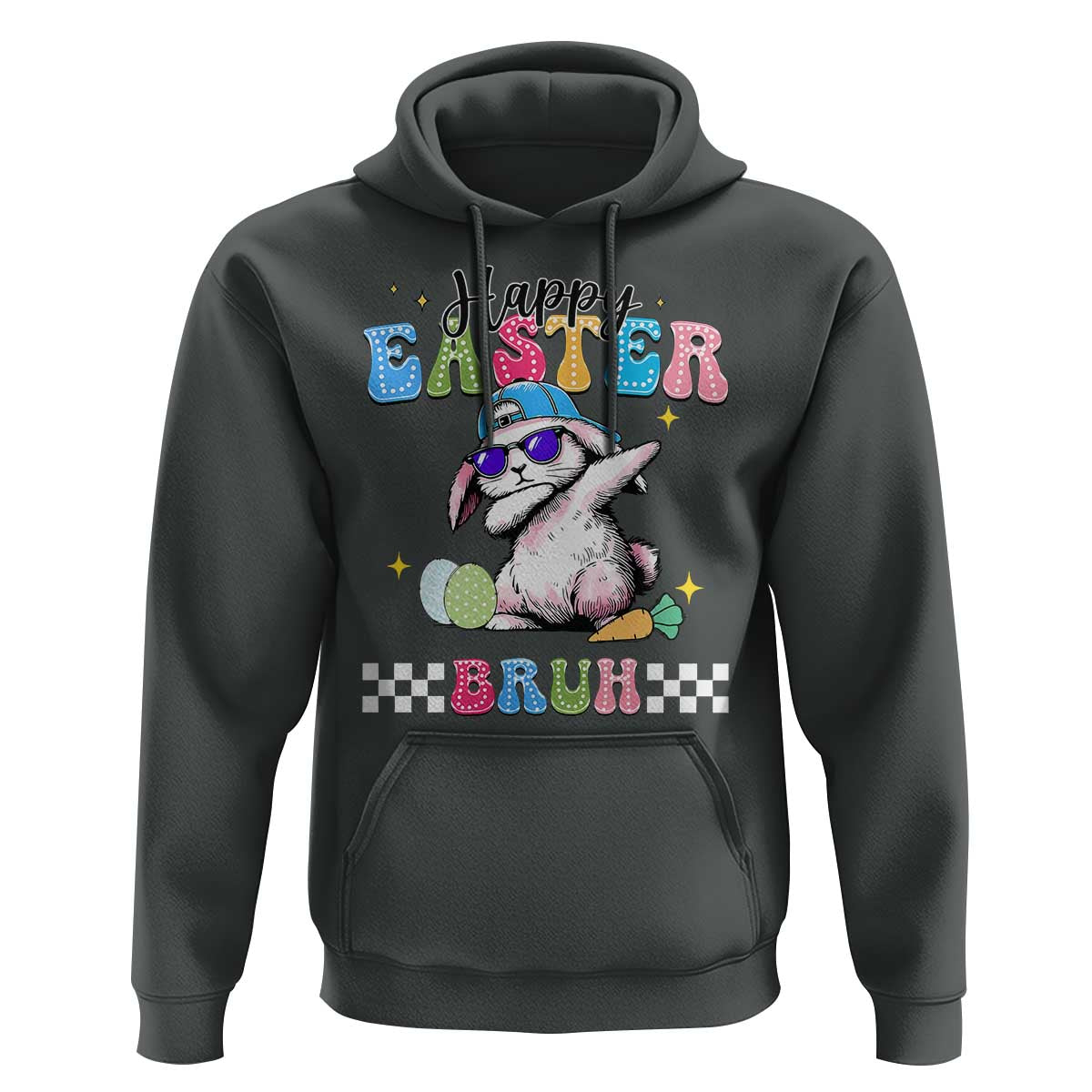 Happy Easter Bruh Hoodie Bunny Dabbing Rabbit Funny Kids Toddler Boys