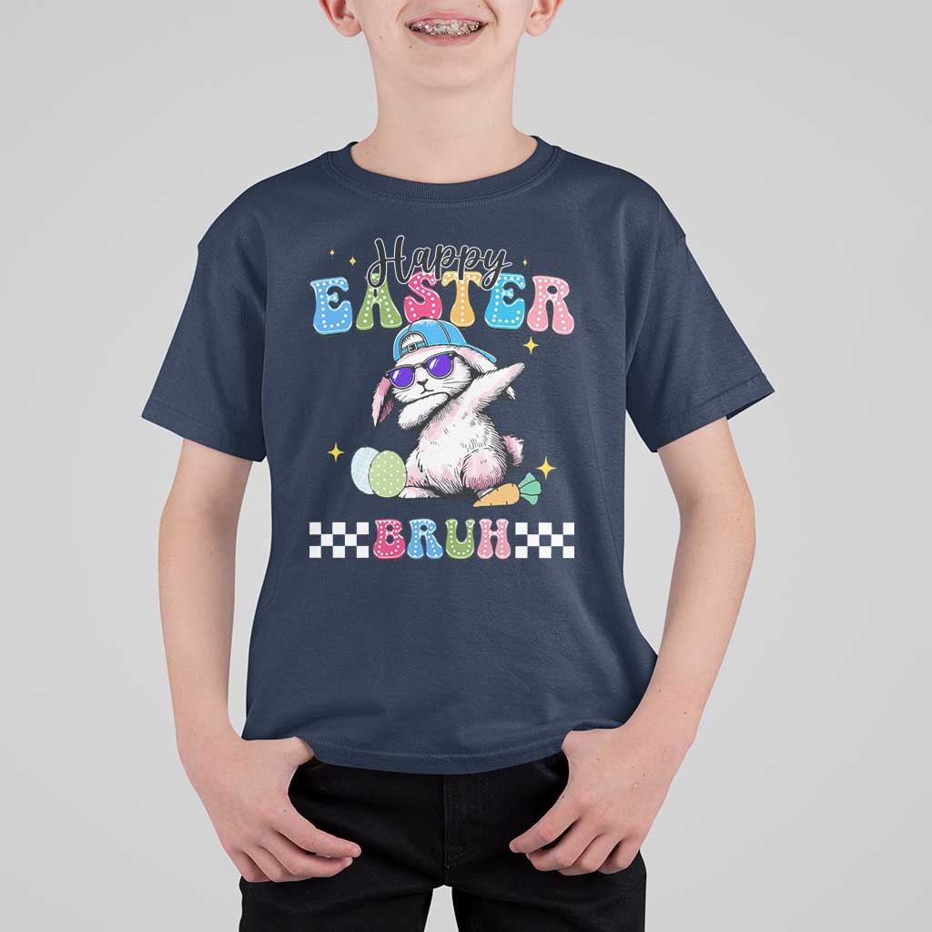 Happy Easter Bruh T Shirt For Kid Bunny Dabbing Rabbit Funny Kids Toddler Boys