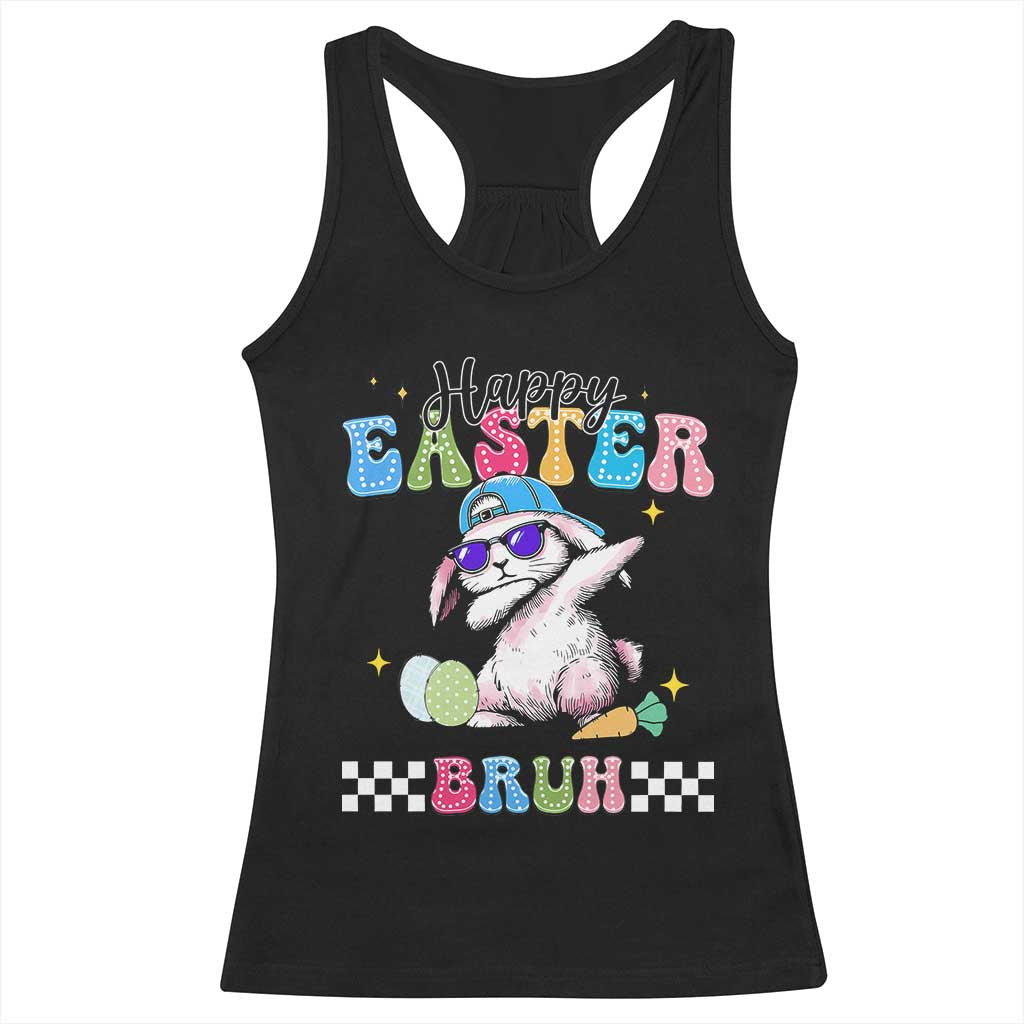 Happy Easter Bruh Racerback Tank Top Bunny Dabbing Rabbit Funny Kids Toddler Boys