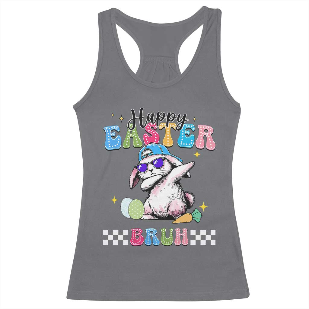 Happy Easter Bruh Racerback Tank Top Bunny Dabbing Rabbit Funny Kids Toddler Boys