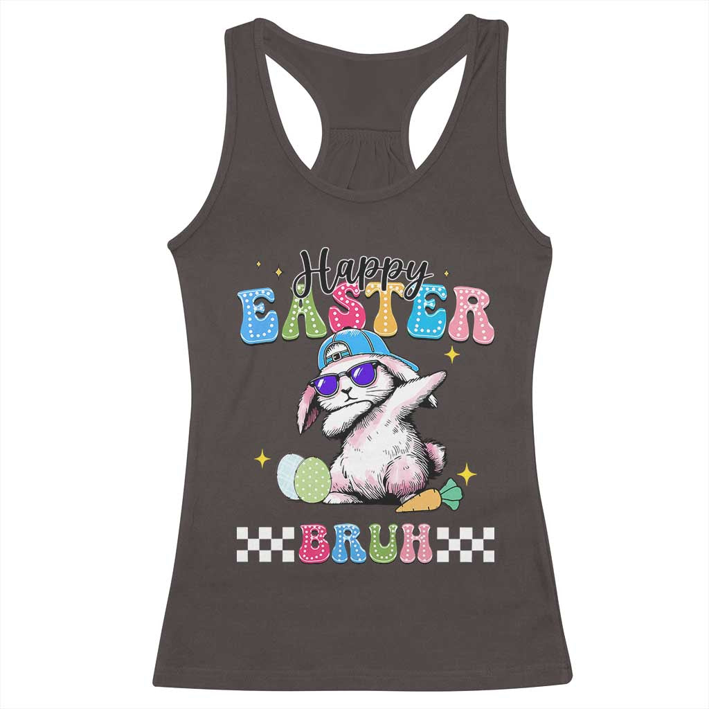 Happy Easter Bruh Racerback Tank Top Bunny Dabbing Rabbit Funny Kids Toddler Boys
