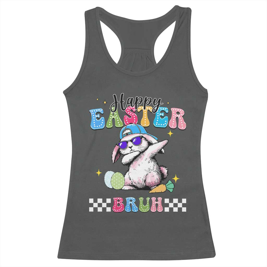 Happy Easter Bruh Racerback Tank Top Bunny Dabbing Rabbit Funny Kids Toddler Boys