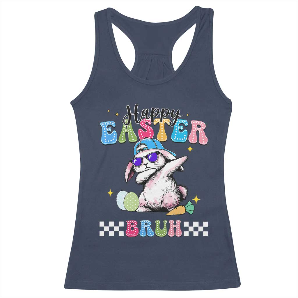 Happy Easter Bruh Racerback Tank Top Bunny Dabbing Rabbit Funny Kids Toddler Boys