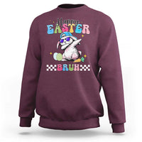 Happy Easter Bruh Sweatshirt Bunny Dabbing Rabbit Funny Kids Toddler Boys