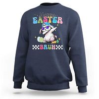 Happy Easter Bruh Sweatshirt Bunny Dabbing Rabbit Funny Kids Toddler Boys
