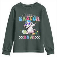Happy Easter Bruh Youth Sweatshirt Bunny Dabbing Rabbit Funny Kids Toddler Boys