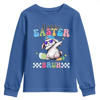 Happy Easter Bruh Youth Sweatshirt Bunny Dabbing Rabbit Funny Kids Toddler Boys
