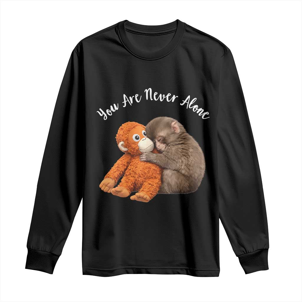 Viral Punch Monkey Long Sleeve Shirt Cute Baby Monkey With Plush Toy Animal Lovers