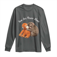 Viral Punch Monkey Long Sleeve Shirt Cute Baby Monkey With Plush Toy Animal Lovers