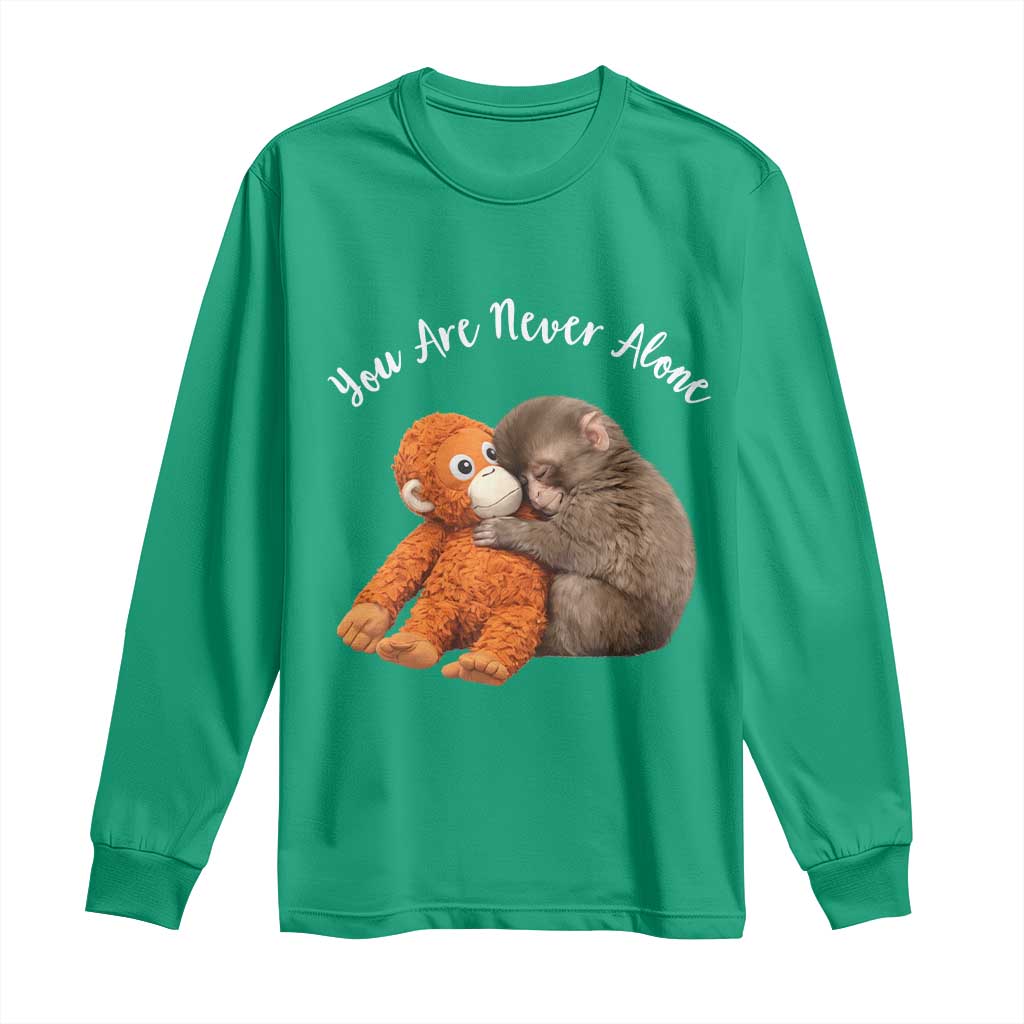 Viral Punch Monkey Long Sleeve Shirt Cute Baby Monkey With Plush Toy Animal Lovers