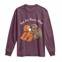 Viral Punch Monkey Long Sleeve Shirt Cute Baby Monkey With Plush Toy Animal Lovers