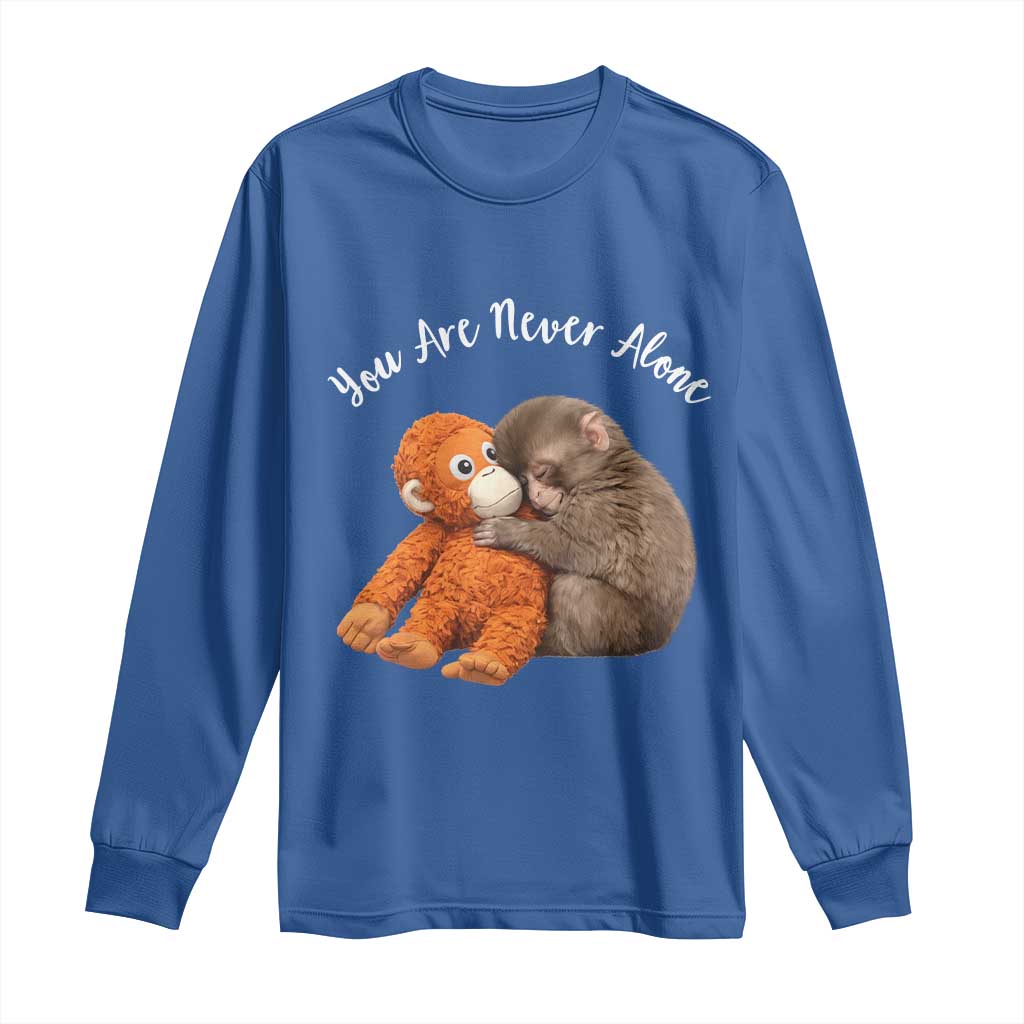 Viral Punch Monkey Long Sleeve Shirt Cute Baby Monkey With Plush Toy Animal Lovers