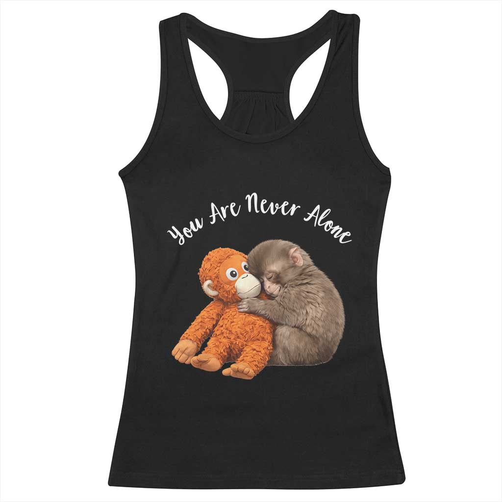 Viral Punch Monkey Racerback Tank Top Cute Baby Monkey With Plush Toy Animal Lovers