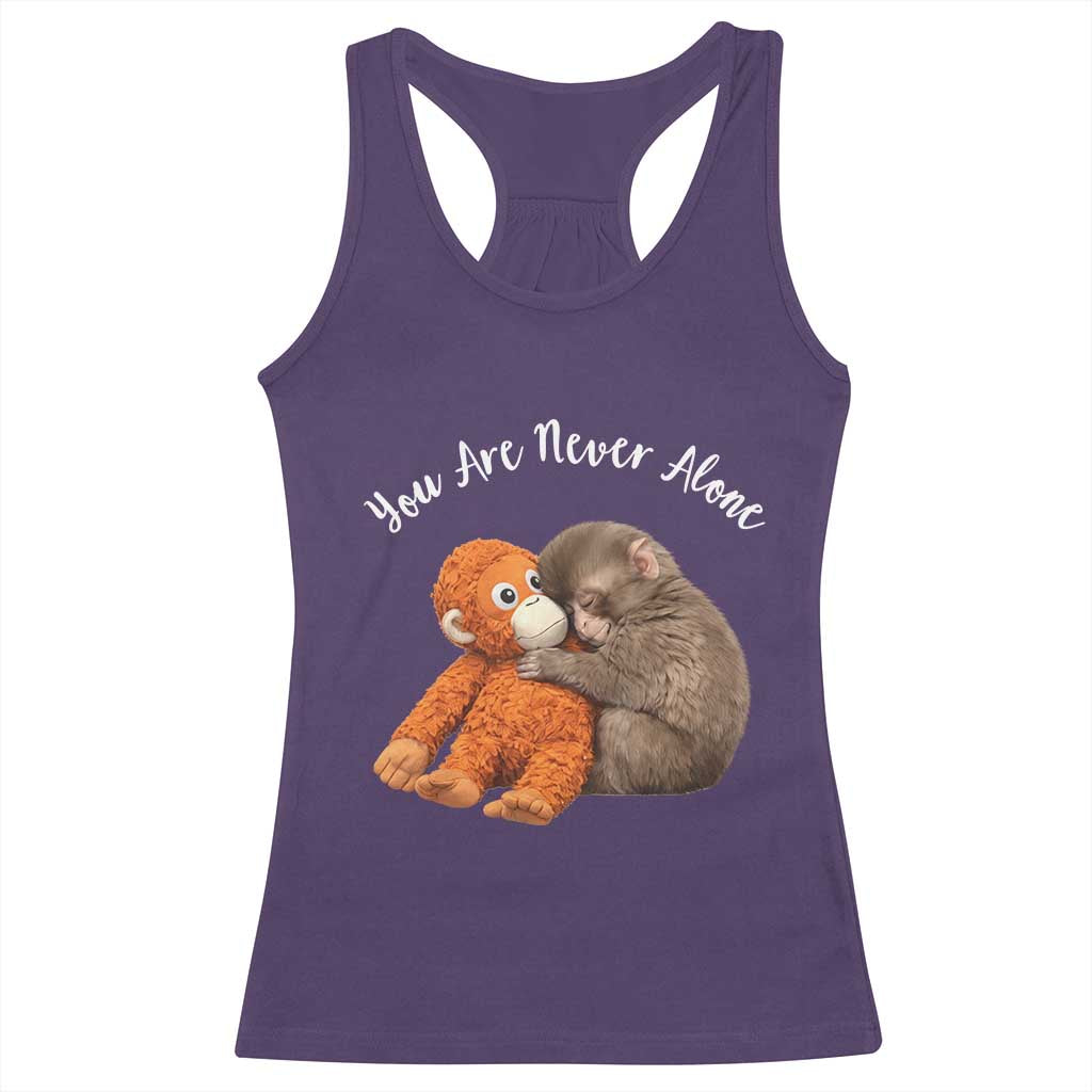 Viral Punch Monkey Racerback Tank Top Cute Baby Monkey With Plush Toy Animal Lovers