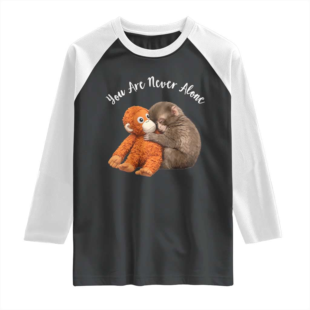 Viral Punch Monkey Raglan Shirt Cute Baby Monkey With Plush Toy Animal Lovers