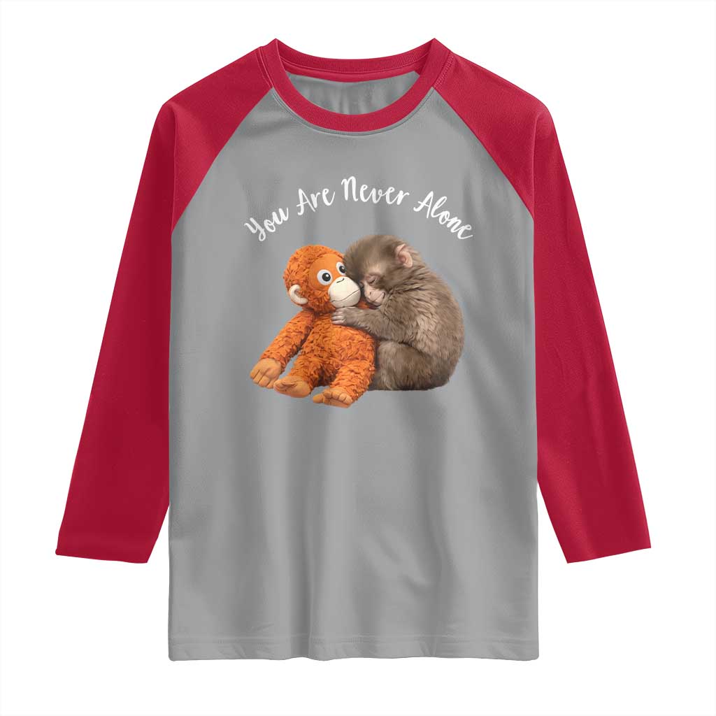 Viral Punch Monkey Raglan Shirt Cute Baby Monkey With Plush Toy Animal Lovers
