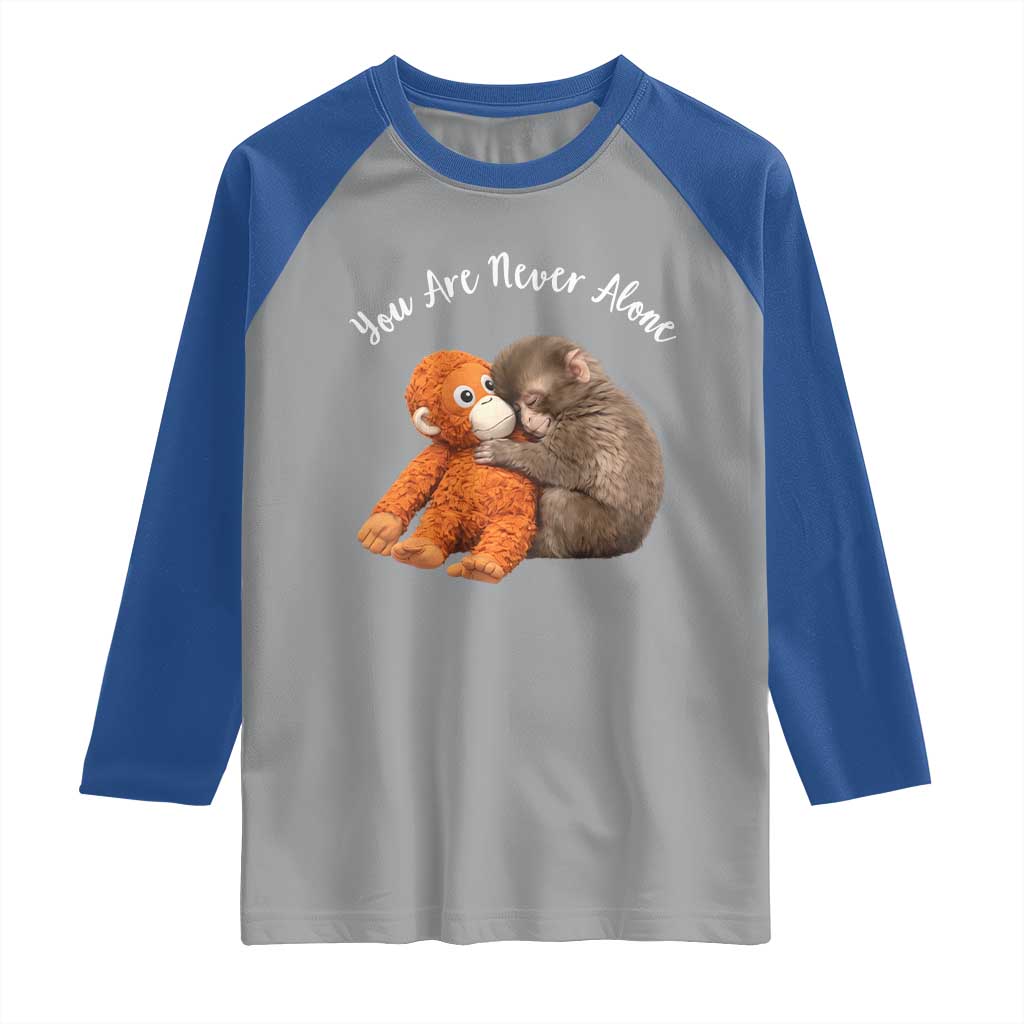 Viral Punch Monkey Raglan Shirt Cute Baby Monkey With Plush Toy Animal Lovers