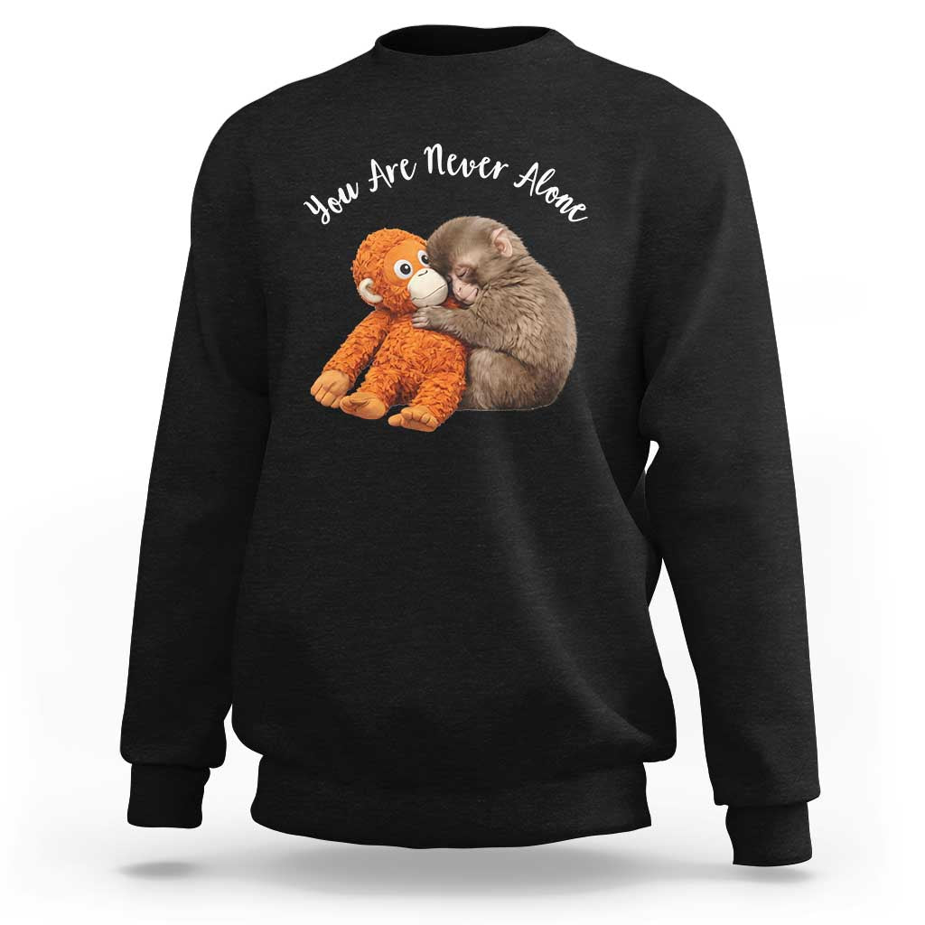 Viral Punch Monkey Sweatshirt Cute Baby Monkey With Plush Toy Animal Lovers