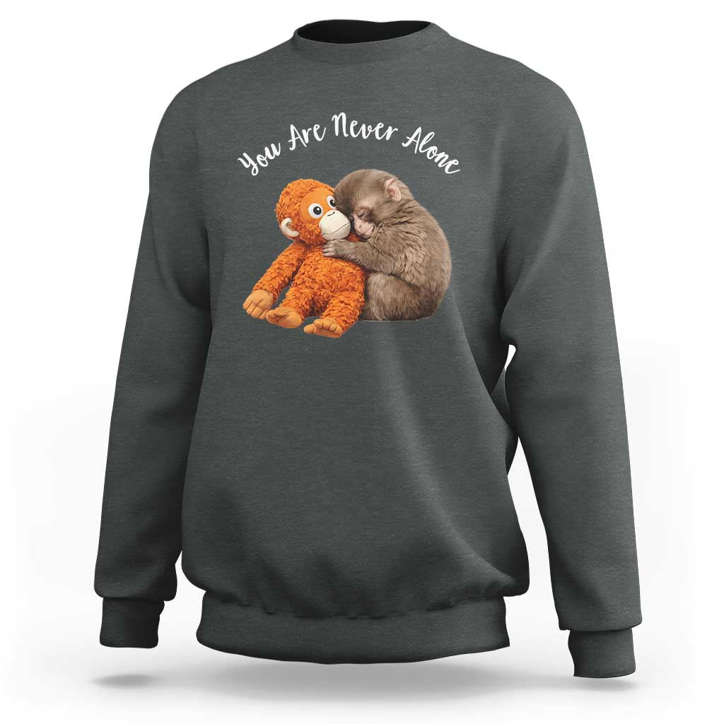 Viral Punch Monkey Sweatshirt Cute Baby Monkey With Plush Toy Animal Lovers