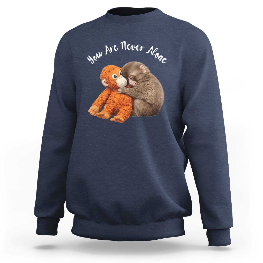 Viral Punch Monkey Sweatshirt Cute Baby Monkey With Plush Toy Animal Lovers