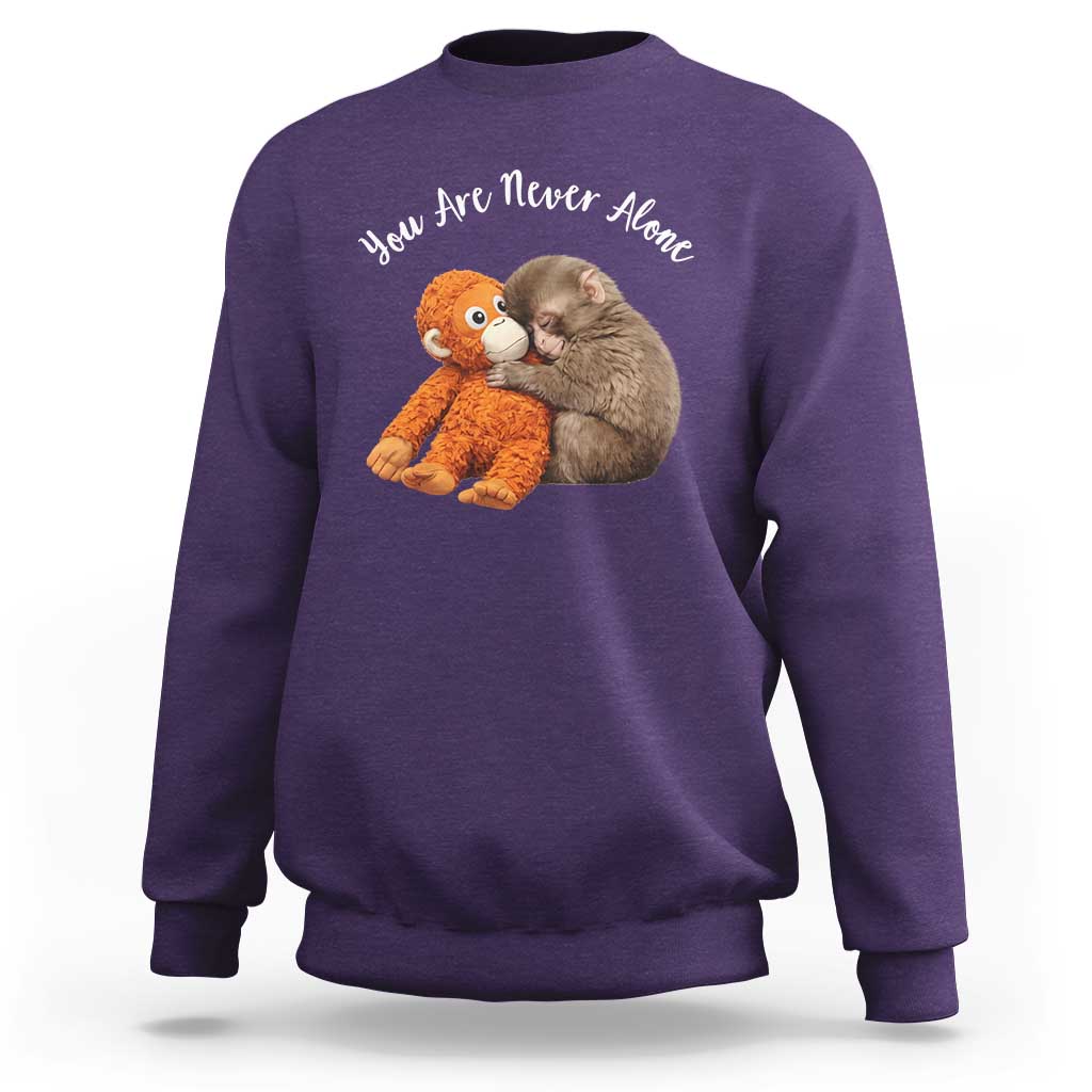 Viral Punch Monkey Sweatshirt Cute Baby Monkey With Plush Toy Animal Lovers