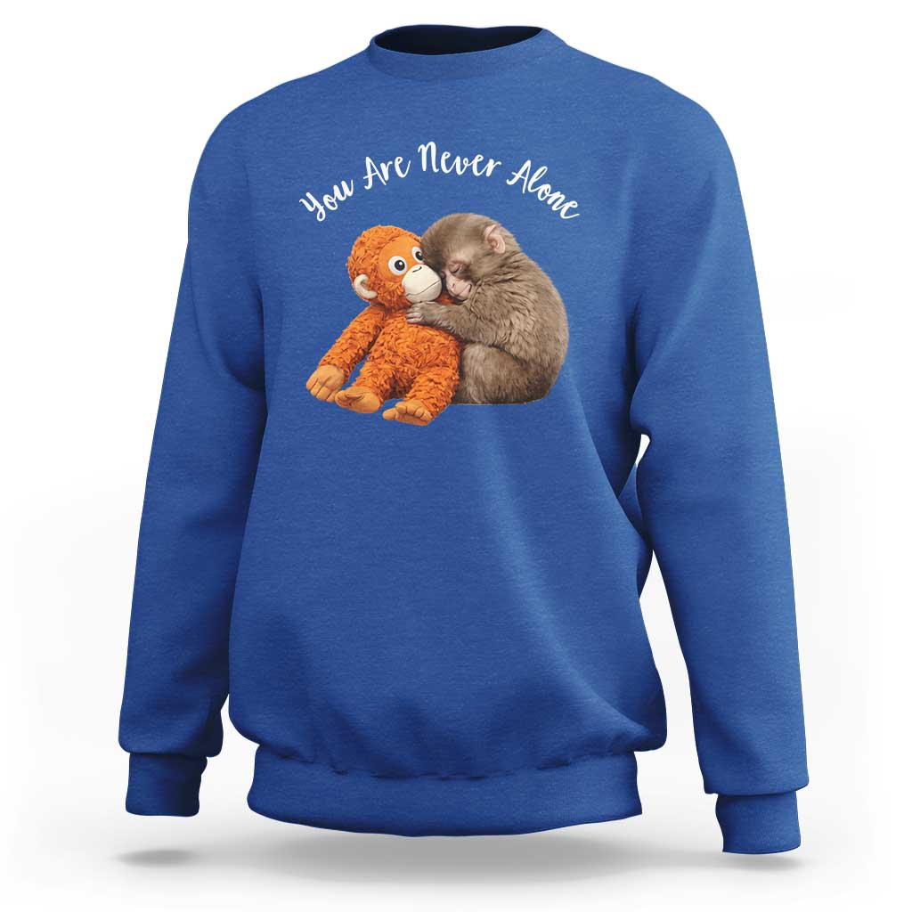 Viral Punch Monkey Sweatshirt Cute Baby Monkey With Plush Toy Animal Lovers
