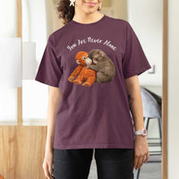 Viral Punch Monkey T Shirt For Women Cute Baby Monkey With Plush Toy Animal Lovers