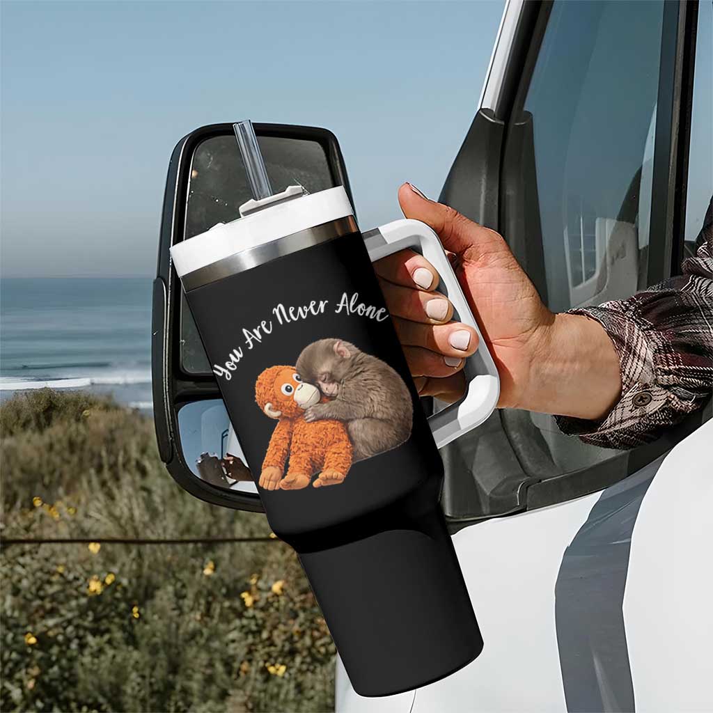 Viral Punch Monkey Tumbler With Handle Cute Baby Monkey With Plush Toy Animal Lovers
