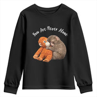 Viral Punch Monkey Youth Sweatshirt Cute Baby Monkey With Plush Toy Animal Lovers